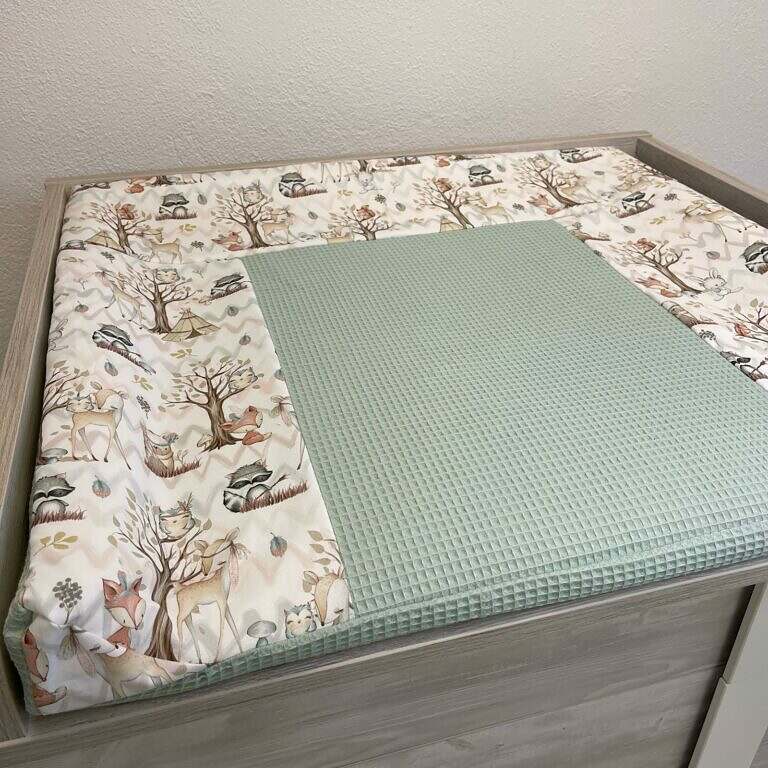 Wickelauflagenbezug mit Reißverschluss für VÄDRA Wickelauflage, weiche Baumwolle, neutraler Farbton, detailreiche Nähte