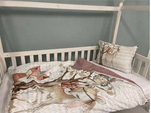 Bunte Boho-Waldtiere Bettwäsche im Set, variabel in Farben und Größen, mit Waldtier-Motiven für gemütliches Schlafzimmer.