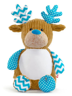 Bunter Harlequin-Elch in Blau, variabler Spielzeug-Charakter, aus der Kollektion von Mein Shop.