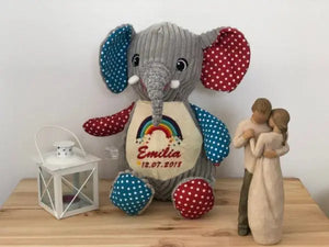 Bunter Elefant Harlequin aus Stoff, detailreiche Näharbeit, weicher Spielzeugartikel von Mein Shop