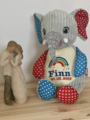 Bunter Elefant Harlequin aus weichem Stoff, variabler Spielzeug mit buntem Muster, hergestellt von Mein Shop.