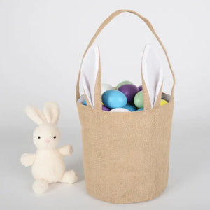 Jute Ostertasche mit individuellem Druck, umweltfreundliche Tasche in natürlichem Design, ideal für Geschenke und Dekorationen