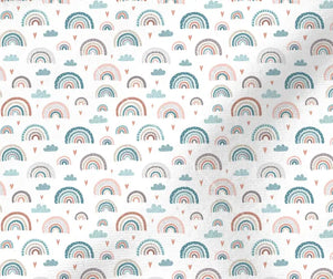 Regenbogen-Pastell-Wickelauflagenbezug mit Reißverschluss, individuell genäht, weiches, buntes Stoffmuster für Wickeltische