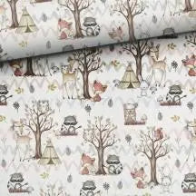 Weiches Frotteetuch für Wickelauflage in Waldtiere-Beige, variierende Farben, aus Baumwolle, ideal für Babywickelstationen.
