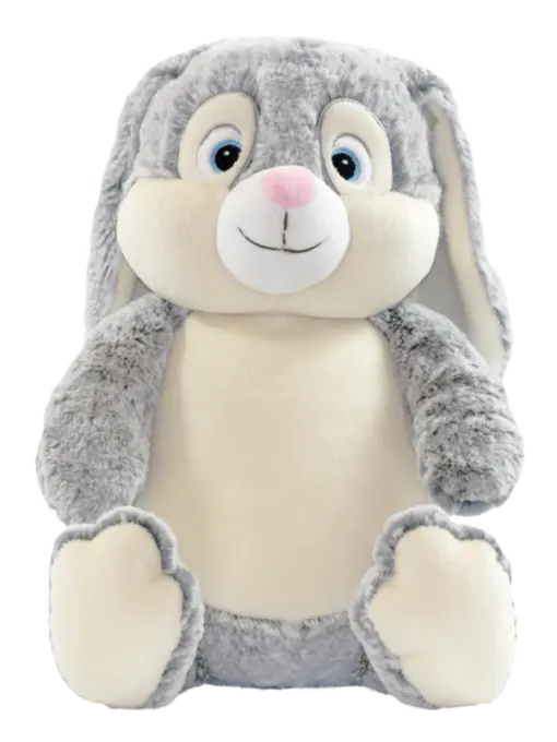 Grauer Hase aus der Produktreihe von Mein Shop, detailreiche Stofffigur mit weichem Fell, variable Farboptionen, 510x680 Pixel