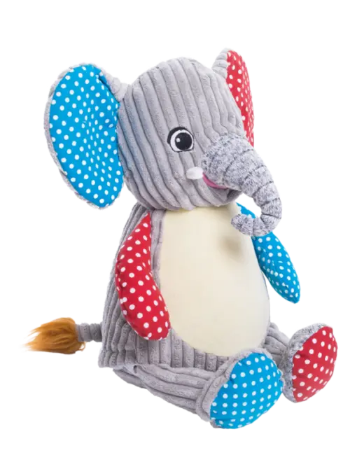 Bunter Elefant Harlequin aus der Mein Shop Kollektion, variabler Stoff, detailreiche Muster und weiches Material sichtbar.