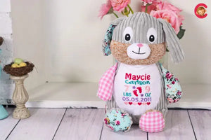 Rosa Harlequin Hase von Mein Shop, weicher Plüsch, variierende Farben, detailreiche Näharbeiten, ideal zum Kuscheln