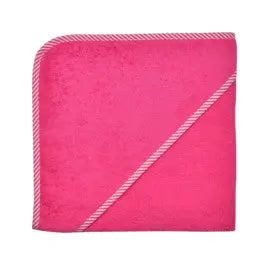 Pinkes, besticktes Kapuzen-Badetuch mit bunten Stickereien, weiches Material, perfekt für den Strand oder das Bad.