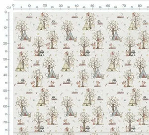 Geflochtene Wickeltischumrandung in Beige mit Waldtieren, individuell wählbare Farben, aus Baumwolle für Babysicherheit.