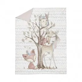 Personalisierte Babydecke mit Waldtiere-Motiv, weicher Stoff, geeignet für Neugeborene, mit bunten Waldtiere-Illustrationen