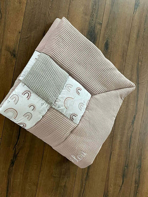 Bunte Patchworkdecke für Babys, bestickt, handgefertigt, nach Wunsch, weiche Krabbeldecke von Mein Shop, mit vielfältigen Mustern