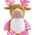 Helle pinke Harlequin-Elch aus Mein Shop, weiches Stofftier mit buntem Muster, ideal zum Kuscheln und Sammeln.