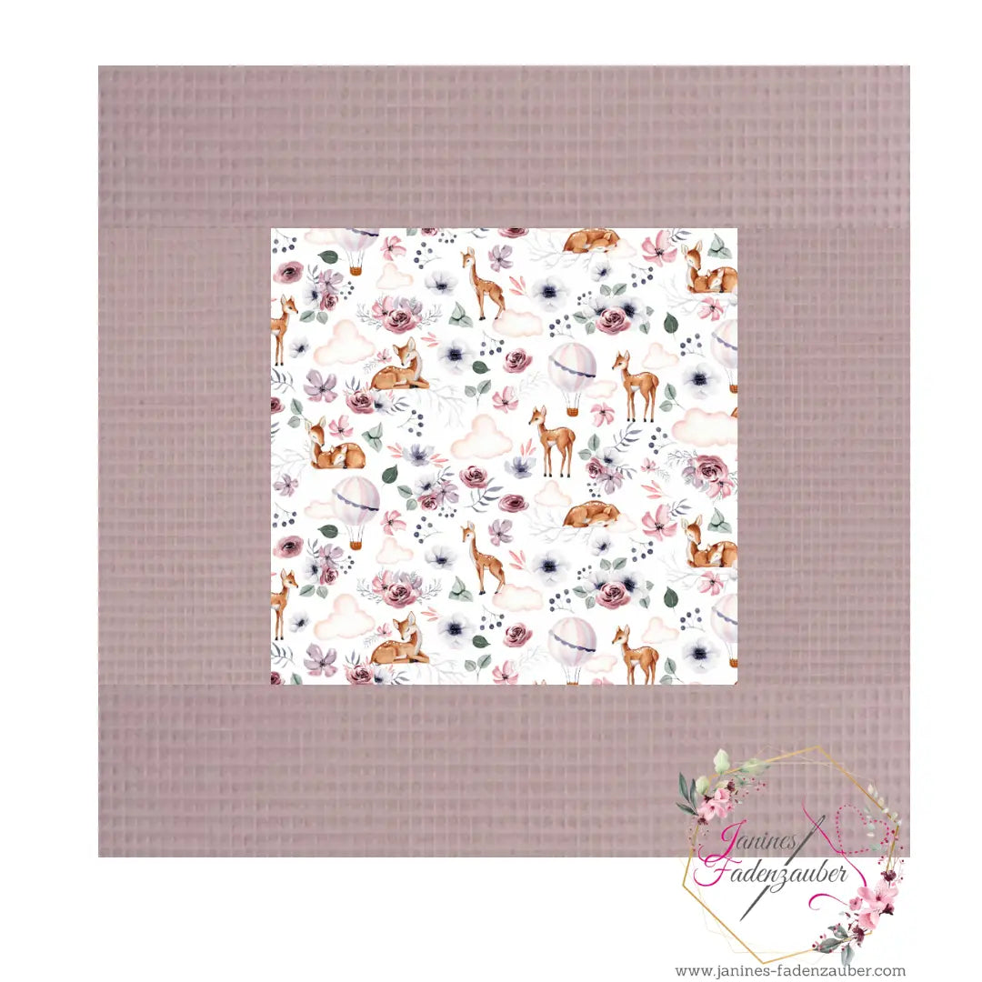 Altrosa Krabbeldecke mit Reh-Motiv, personalisierbar mit Wunschname, weiche Babydecke von Mein Shop