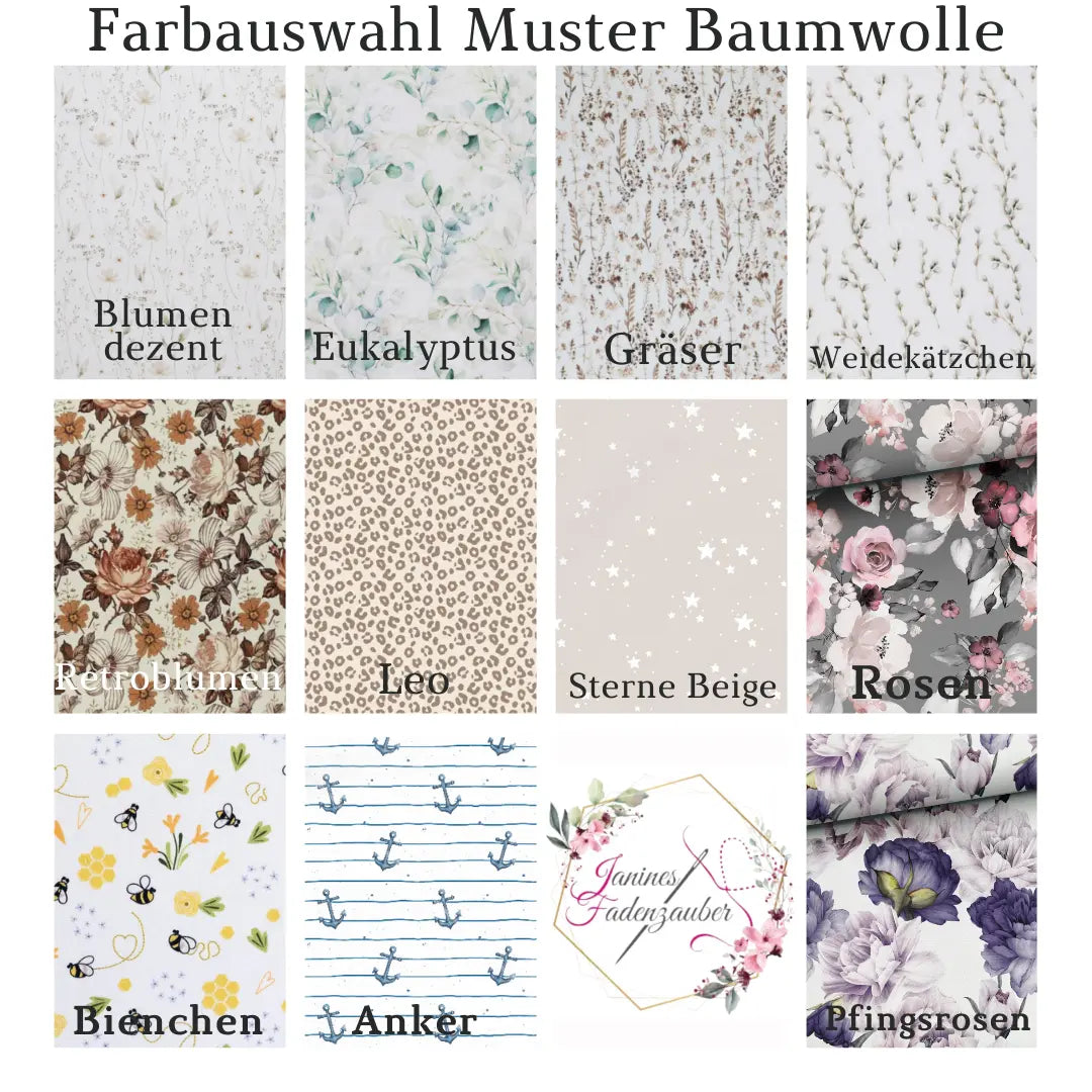 Weiche Babydecke mit Baumwollmotiven und personalisiertem Namen, ideal für Neugeborene und Kleinkinder.