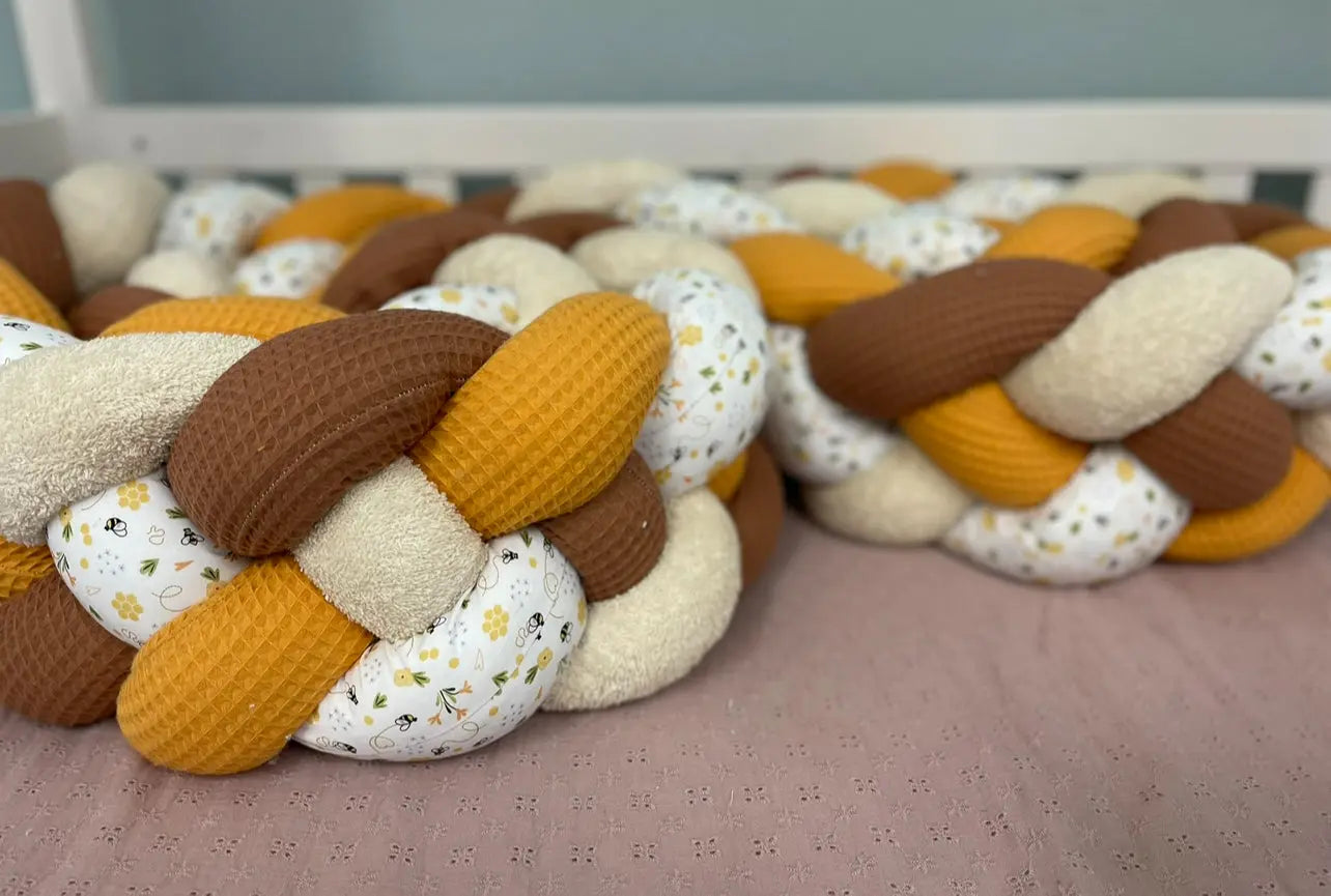 BILDERGALERIE Bettschlange aus Frottee in Senf, Braun und Hellbeige, einfache Bettdekoration für Kinderzimmer