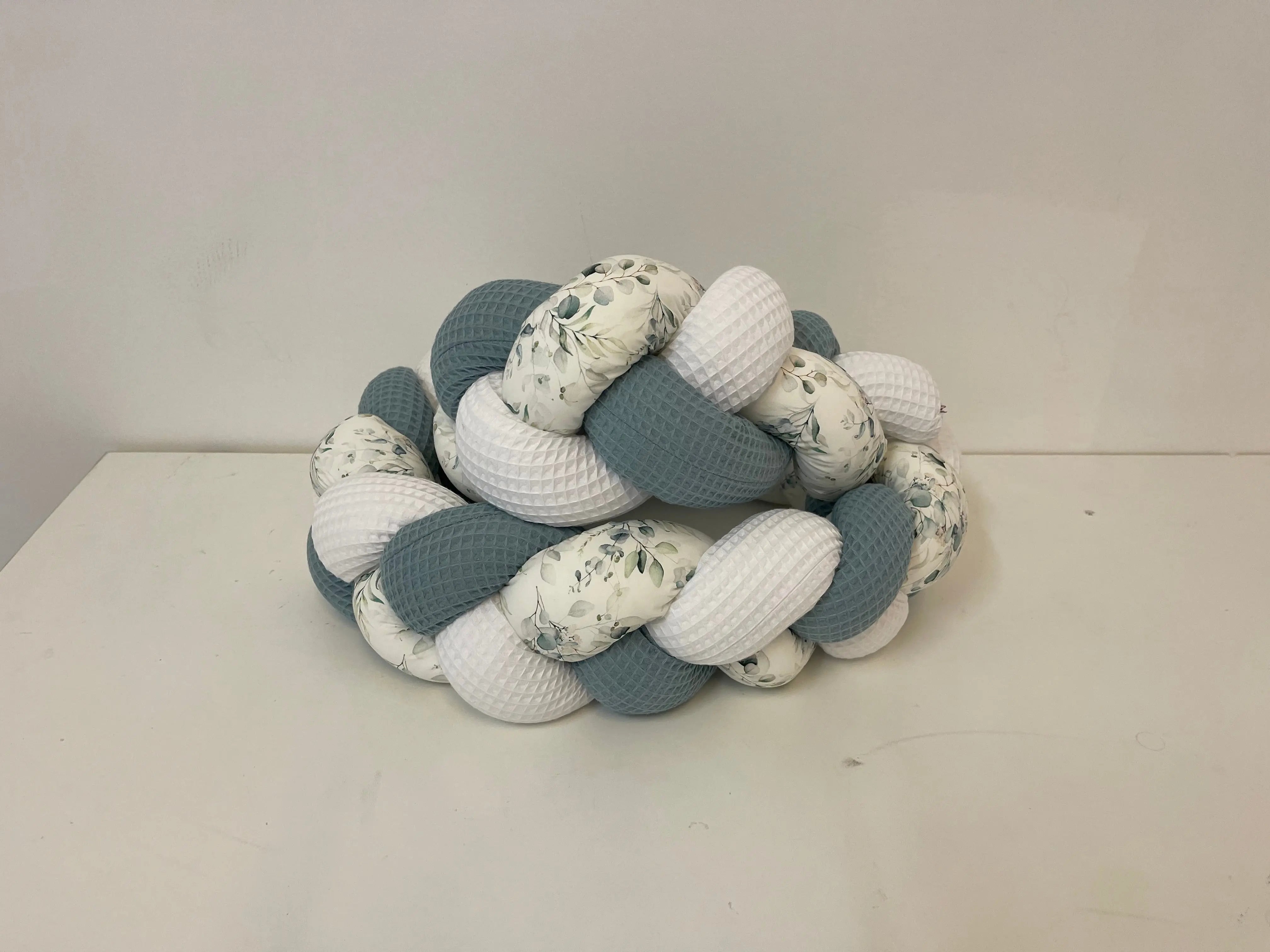 BILDERGALERIE Bettschlange in Blau mit Meergrün, einfache Bettschlange für Kinderbett, aus weichem Material, dekoratives Schlafzubehör