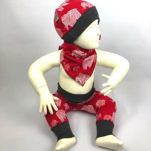Bunter Bio-Elefanten-Set in Rot, variabler Stil, von Mein Shop, sichtbare Elefantenmuster auf weißem Hintergrund
