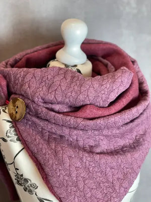 Mauve Wickelschal in Zopfstrick-Design, Dreieckstuch, einfacher Stil, warm und modisch für kalte Tage