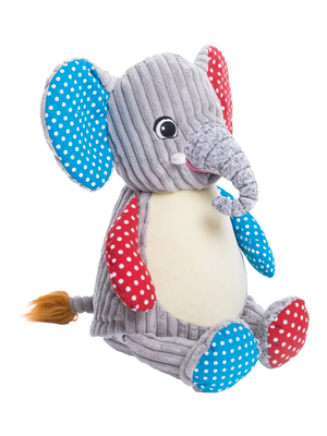 Bunter Harlequin-Elefant aus der Mein Shop Kollektion, variable Größe, detailreiche Stofffigur mit buntem Muster