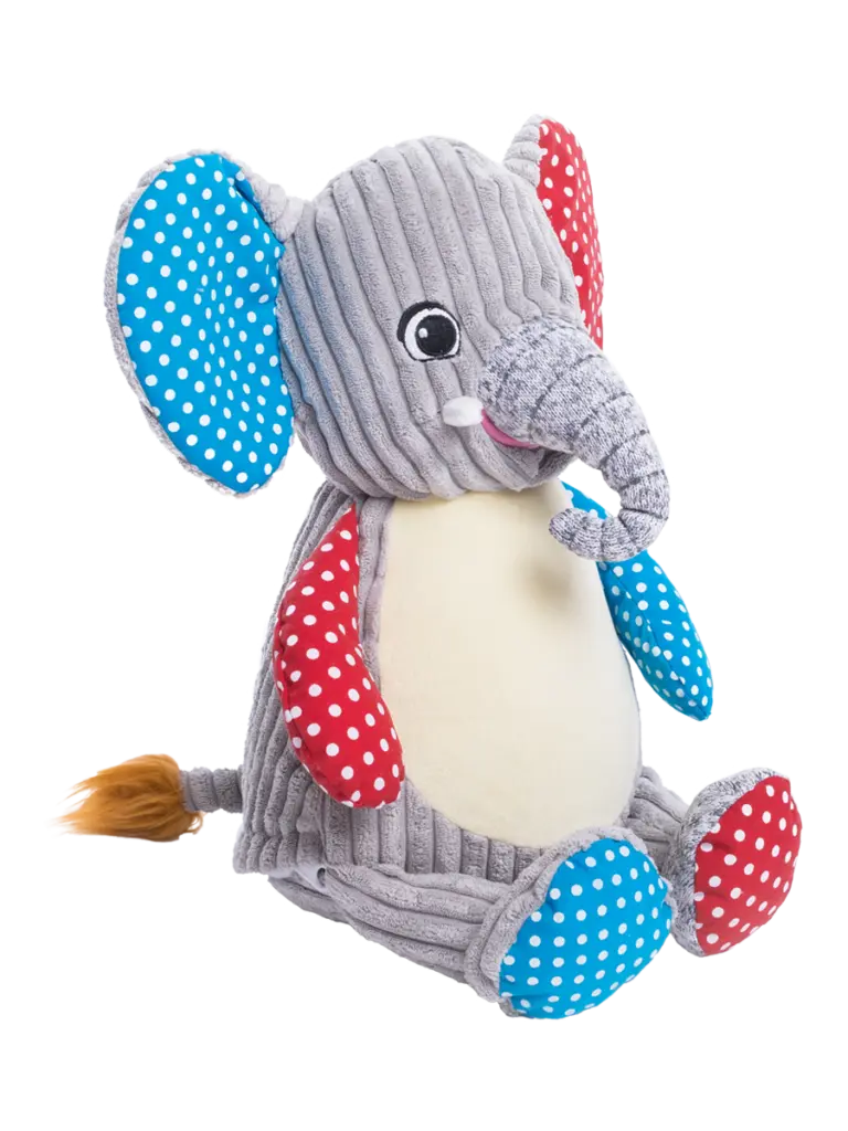 Bunter Harlequin-Elefant aus der Mein Shop Kollektion, variable Größe, detailreiche Stofffigur mit buntem Muster