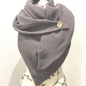 Bio XXL-Schal aus Musselin in Rostbraun mit Knopf, weiches Baumwolltuch, vielseitig tragbar, von Mein Shop