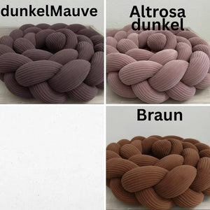 Geflochtene Fleececord Knotenschlangen in verschiedenen Farben, individuell konfigurierbar, für Betten und Dekorationen.