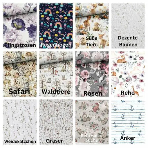 Weiche Babydecke mit personalisiertem Namen, aus bunten Motivstoffen, ideal für Neugeborene und Kleinkinder.