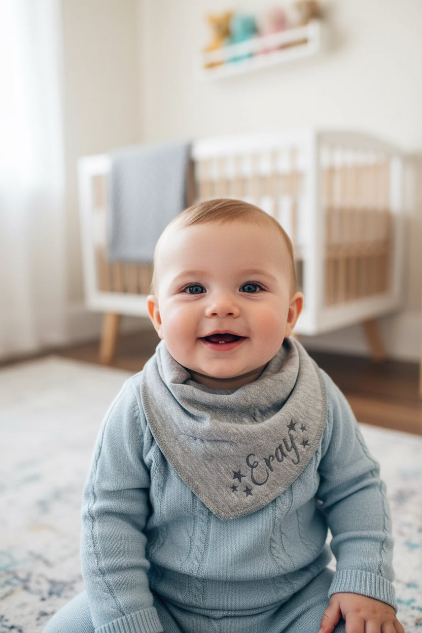 Dreieckstuch 'PIPPI' von Mein Shop, variabler Farbdesigns, weiches Material, ideal für Kinder und Babys, auf einem weißen Hintergrund.