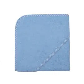 Babyblaues besticktes Kapuzen-Badetuch für Kinder, weiches Frottiermaterial, mit buntem Stickmuster, ideal für Baden und Baden.