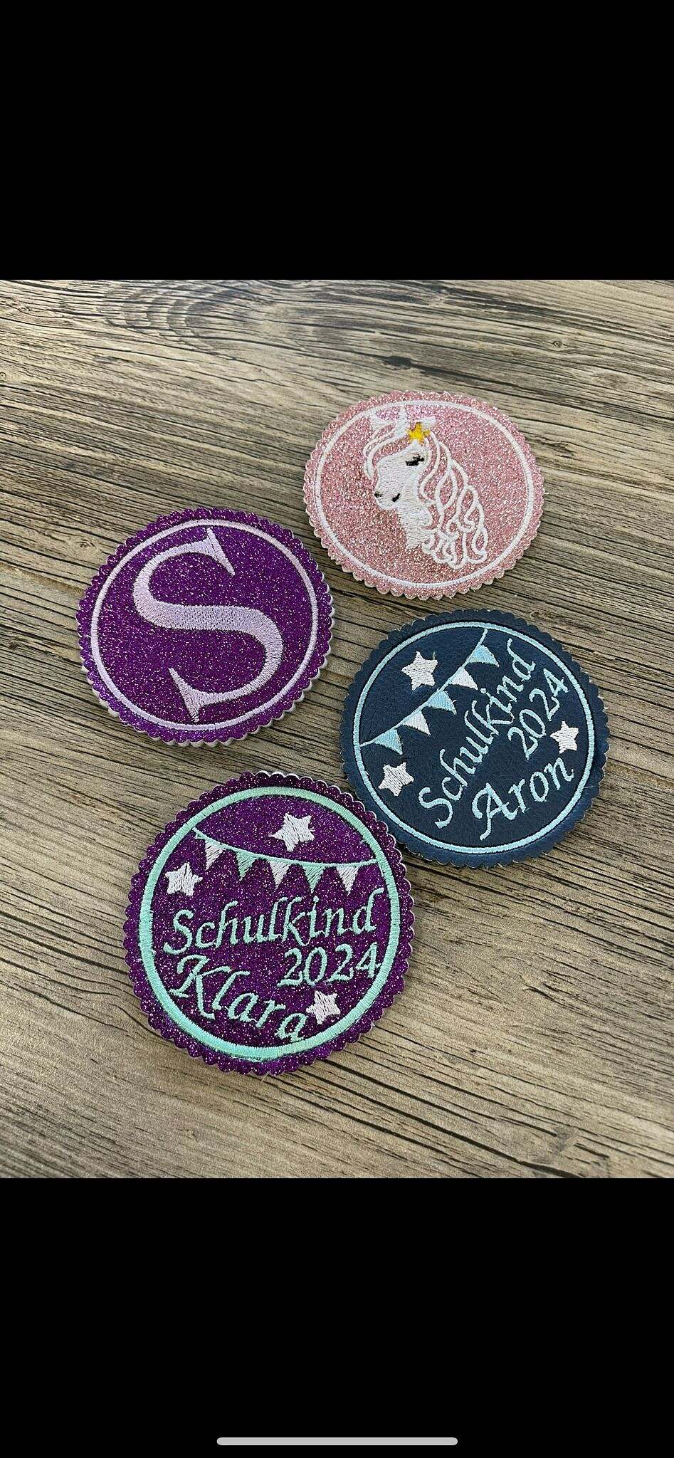 Schulranzen Klettie, Magnet oder Aufnäher mit bunten Motiven, zum Anbringen an Schulranzen oder Schultüten, von Mein Shop