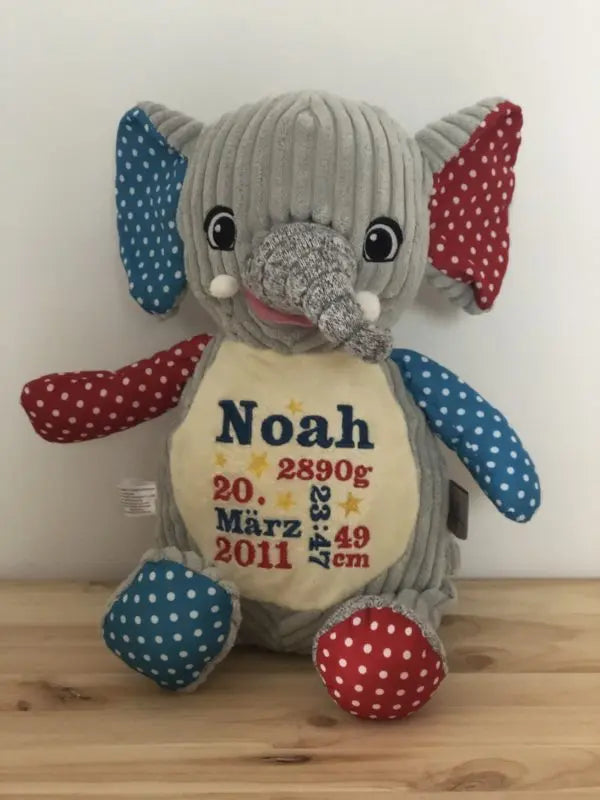 Bunter Harlequin-Elefant aus der Produktreihe von Mein Shop, detailreiche Stofffigur mit variabler Gestaltung, ideal als Dekoration