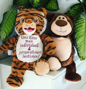 Personalisierter Bär von Mein Shop, variabler Plüschbär in brauner Farbe, detailreiches Stofftier für Kinder und Sammler.