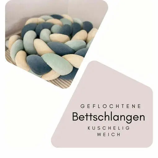 Geflochtene Bettschlange aus kuscheligem Velourstoff, in verschiedenen Variationen, für gemütliches Kinderzimmer, von Mein Shop