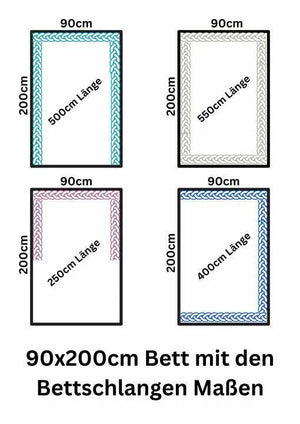 Handgefertigte 4fach-geflochtene Bettschlange in verschiedenen Farben, Knotenschlange aus Baumwolle, individuell nach Wunsch.