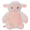 Fluffy weißes Lämmchen aus weichem Material, variabler Artikel von Mein Shop, auf hellem Hintergrund fotografiert