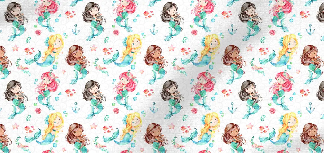 Meerjungfrauen Wickelauflage Konfigurator-Variation mit bunten Meerjungfrauen-Designs für Babywickelstationen.