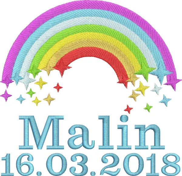 Personalisierter Bär mit Regenbogensternen, variabler Stil, auf weißem Hintergrund, von Mein Shop.