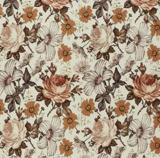 Farbmuster von Mein Shop mit Retro-Blumenmuster auf einfachem Stoff, 510x503 Pixel, farbenfrohes Design für kreative Projekte