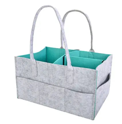 Bunter Organizer von Mein Shop in Türkis, vielseitiges Aufbewahrungsaccessoire mit mehreren Fächern auf dem Bild.