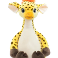 Bunte Giraffe aus Stoff, variabler Spielzeug-Teddy, von Mein Shop, mit bunten Mustern und weichem Material, auf einem weißen Hintergrund.