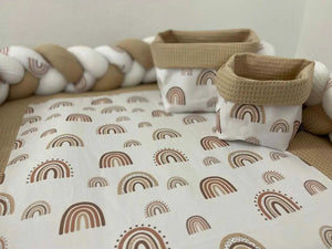 Wickelauflagen Set mit Regenbogenstoff in Beige, variabel konfigurierbar, aus eigener Produktion, von Mein Shop.