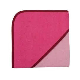 Zweifarbiges pinkes und rotes besticktes Kapuzen-Badetuch mit Muster, weiche Baumwollqualität, für Kinder und Erwachsene